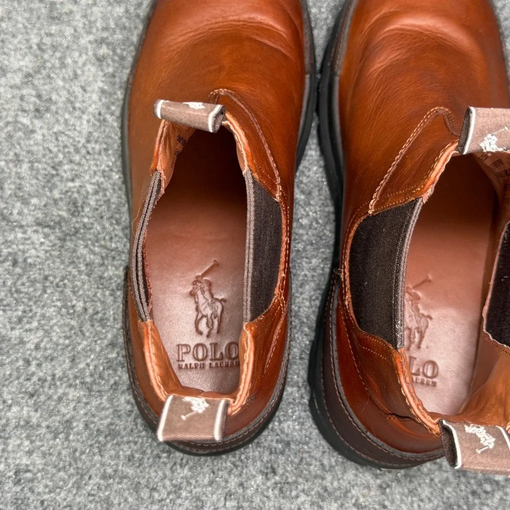Polo Ralph Lauren Oslo Chelsea Boots Men's 7 Brown Leather Classic Pull On Shoes